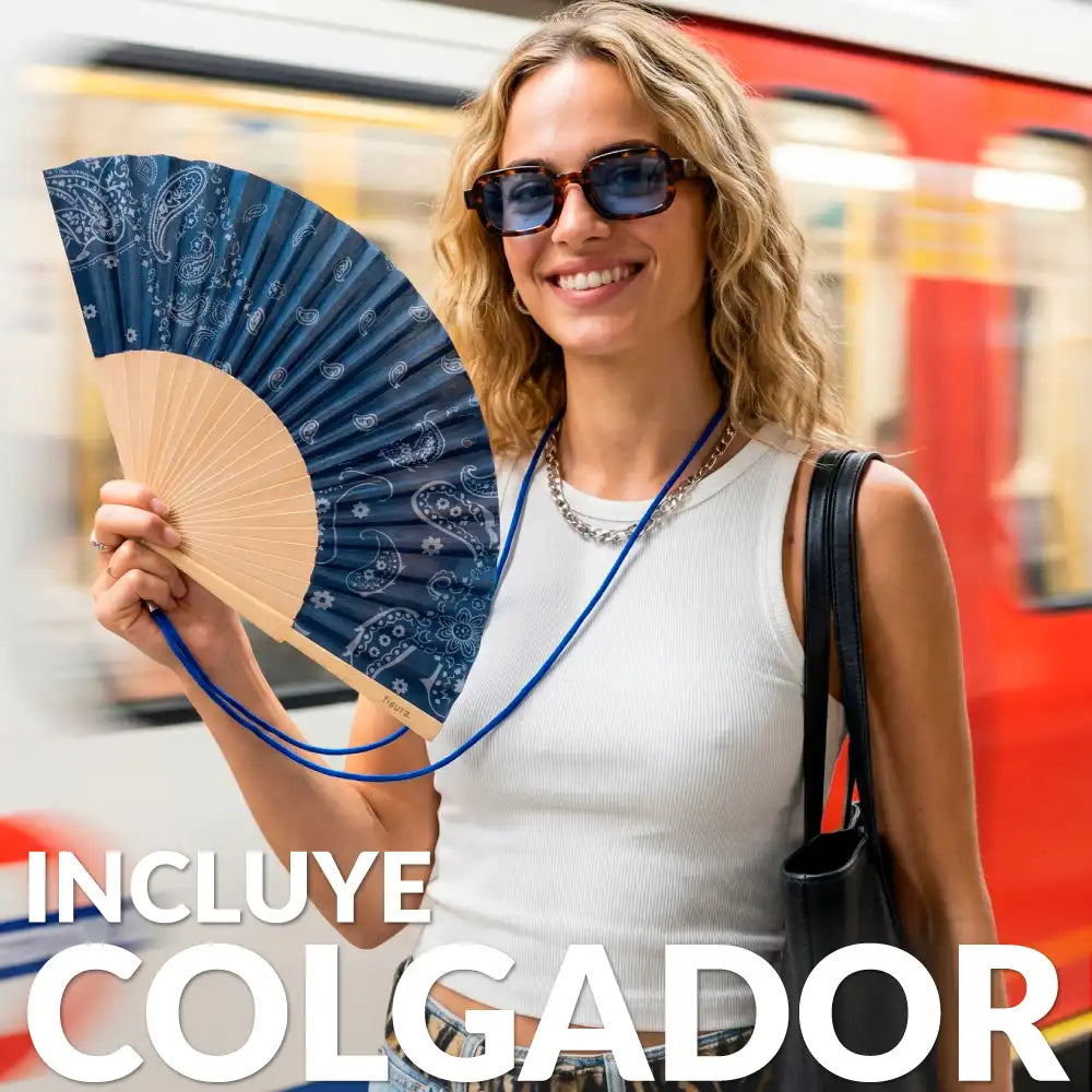 Éventail « Paisley » Bleu – Fisura – vue 3