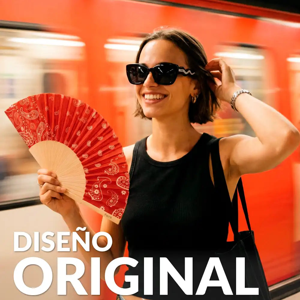 Éventail « Paisley » Grenat