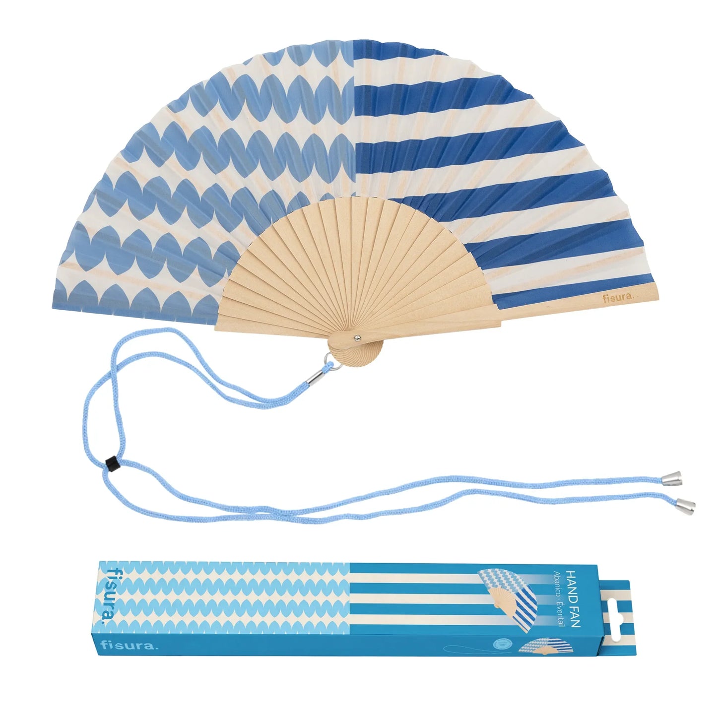 Éventail Imprimé Symétrique Bleu – Fisura