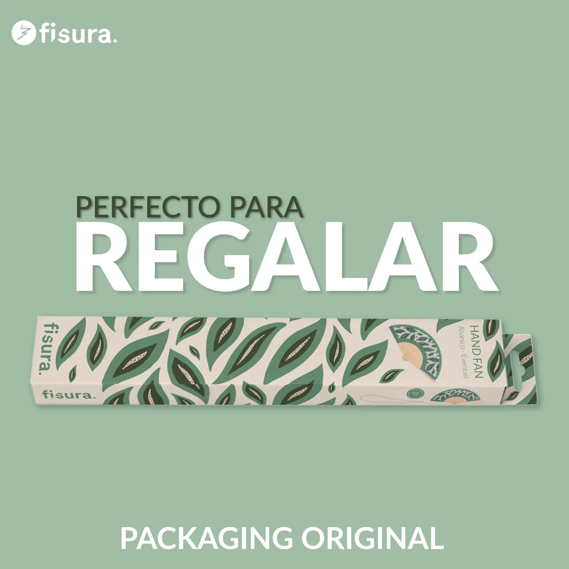 Éventail Imprimé Feuilles Vertes – Fisura – vue 6