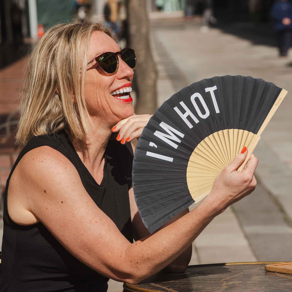 Éventail « I'm hot » Noir