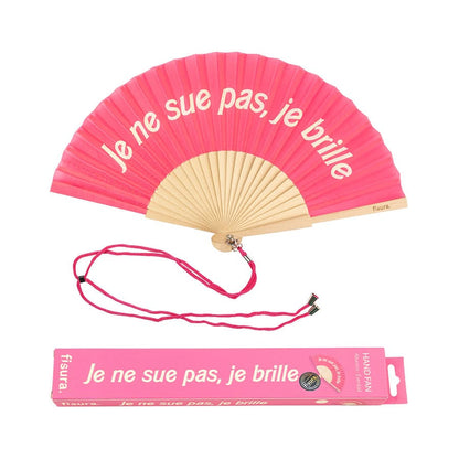 Éventail « Je ne sue pas, je brille » Rose – Fisura