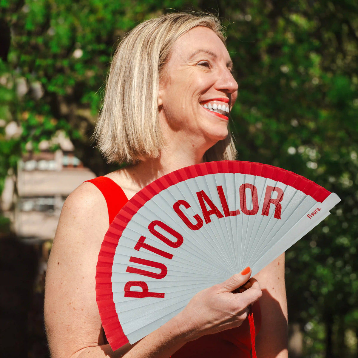Éventail « Puto calor » Rouge