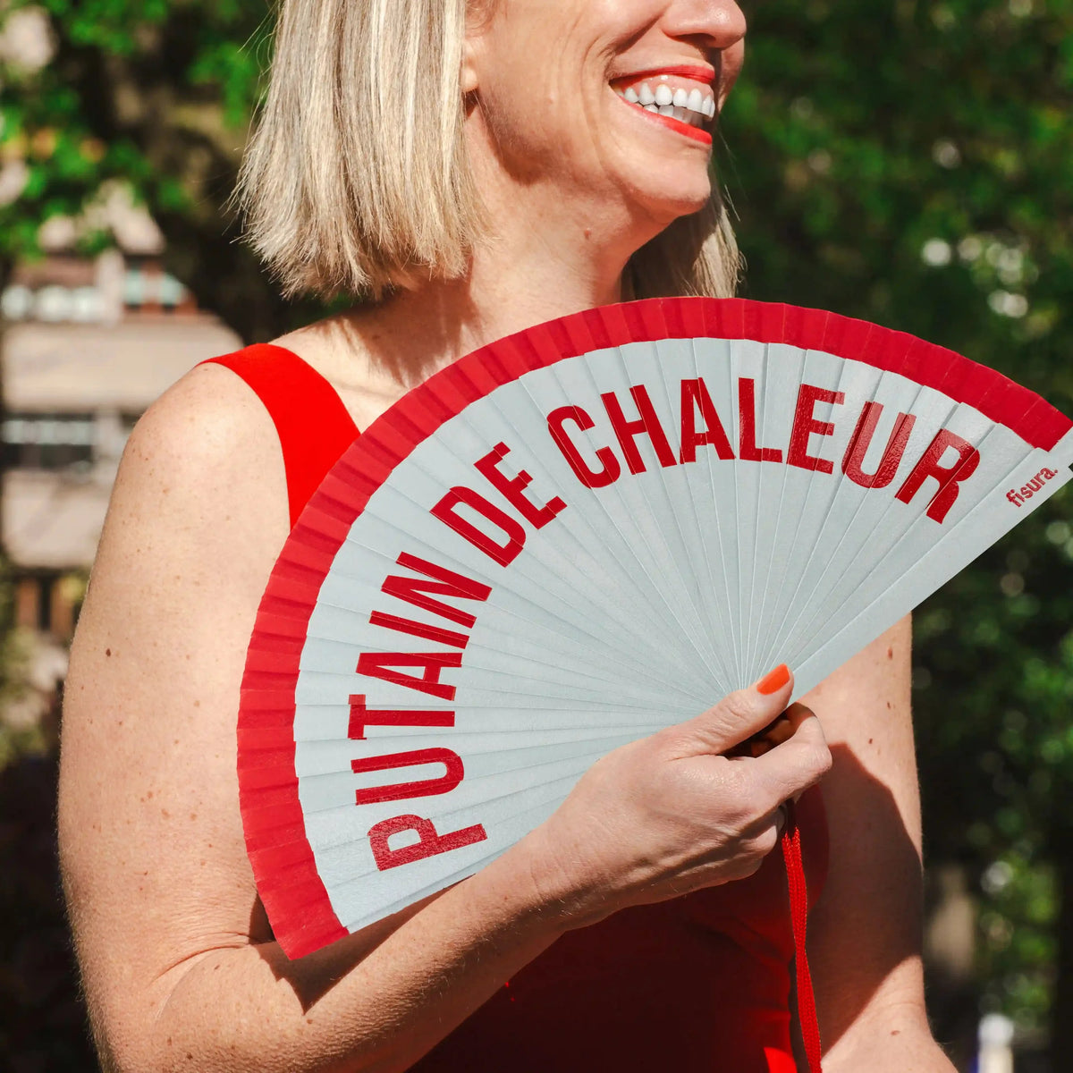 Éventail Imprimé « Putain de chaleur » Rouge