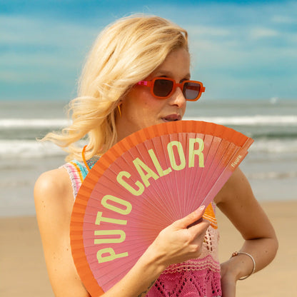 Éventail Imprimé « Puto calor » Effet Dégradé Orange – Fisura – vue 2