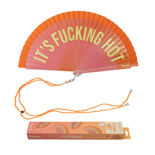 Éventail Imprimé « I'm fucking hot » Dégradé Orange – Fisura