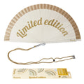 Éventail Imprimé « Limited edition » Paillettes Dorées