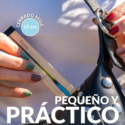 Éventail Pai Pai Imprimé Vagues Vertes – Fisura – vue 2