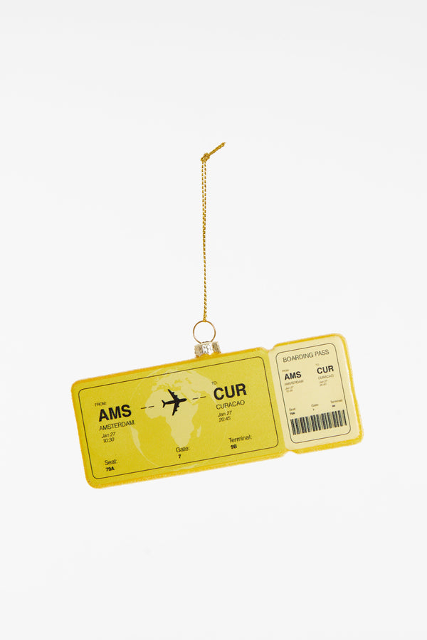 Boule de Noël Boardingpass Amsterdam - Curaçao