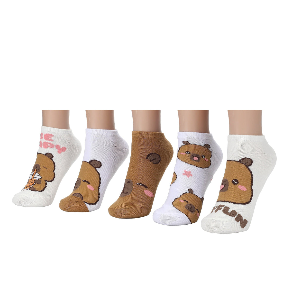 Chaussettes femme Capyfun personnages mignons - lot de 5 paires