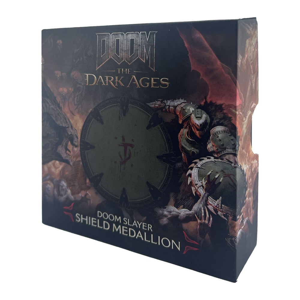 Médaillon collector DOOM - The Dark Ages Shield Saw + carte collector