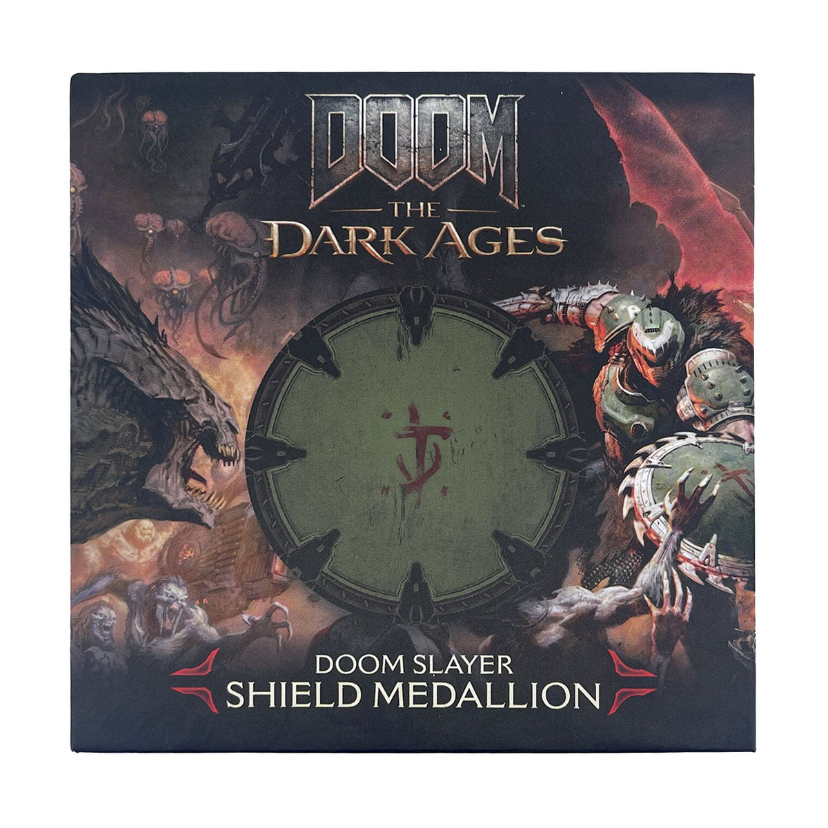 Médaillon collector DOOM - The Dark Ages Shield Saw + carte collector