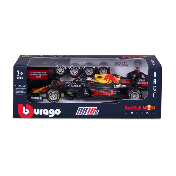 VOITURE DE COURSE RED BULL F1 À CHANGEMENT DE PNEUS (2021) 1:24 VERSTAPPEN PLAYSET