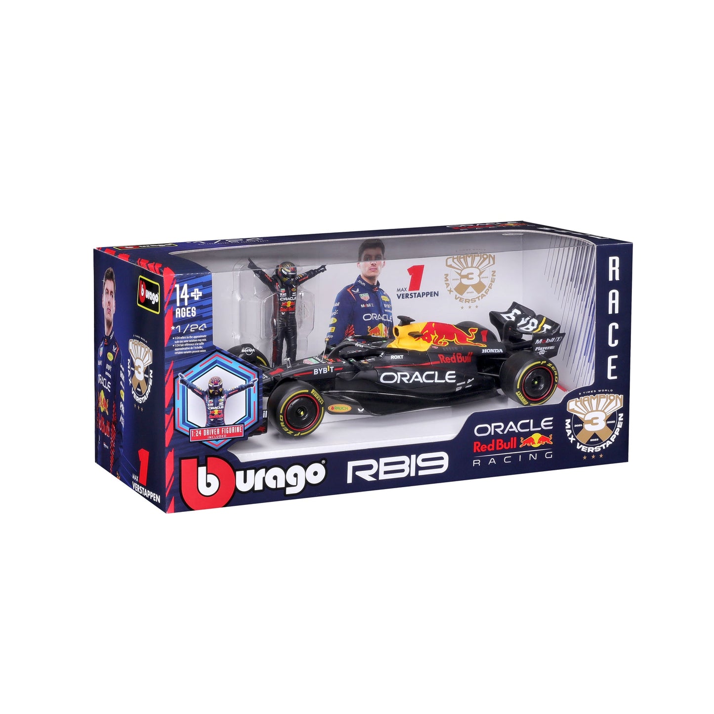 1:24 F1 RED BULL RACING RB19 2023 AVEC FIGURINE DU PILOTE VERSTAPPEN