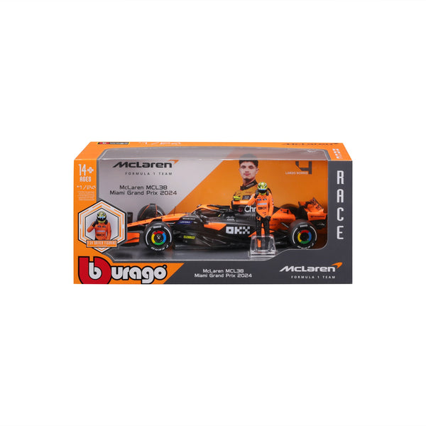1:24 F1 MCLAREN MCL38 2024 WITH NORRIS DRIVER FIGURE