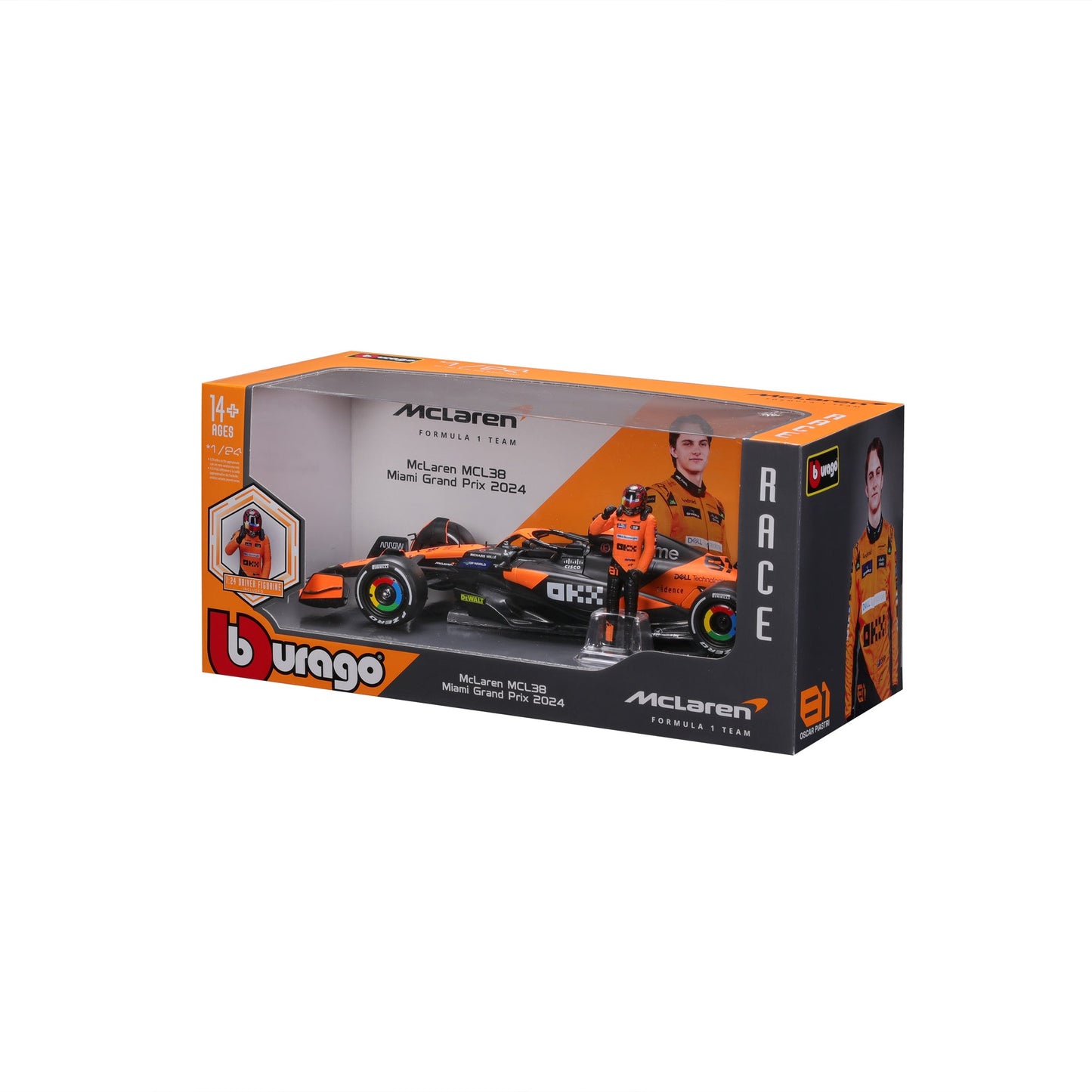 1:24 F1 MCLAREN MCL38 2024 WITH PIASTRI DRIVER FIGURE