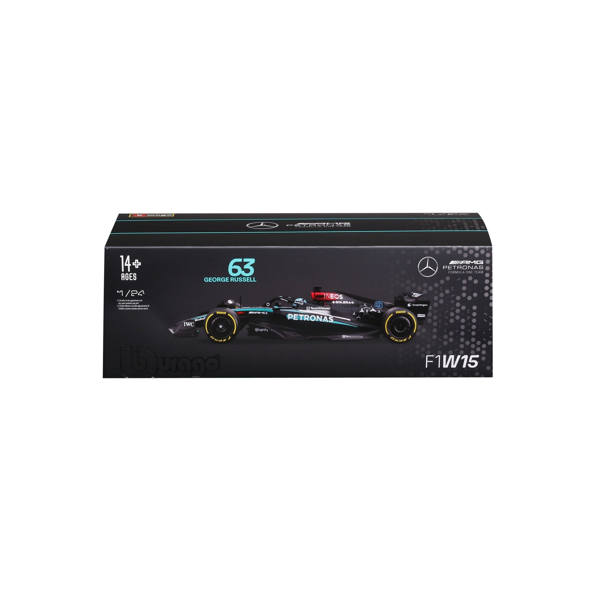 1:24 F1 MERCEDES AMG W15 2024 WITH HELMET RUSSELL