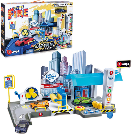 1:43 STREET FIRE CAR WASH PLAY GARAGE