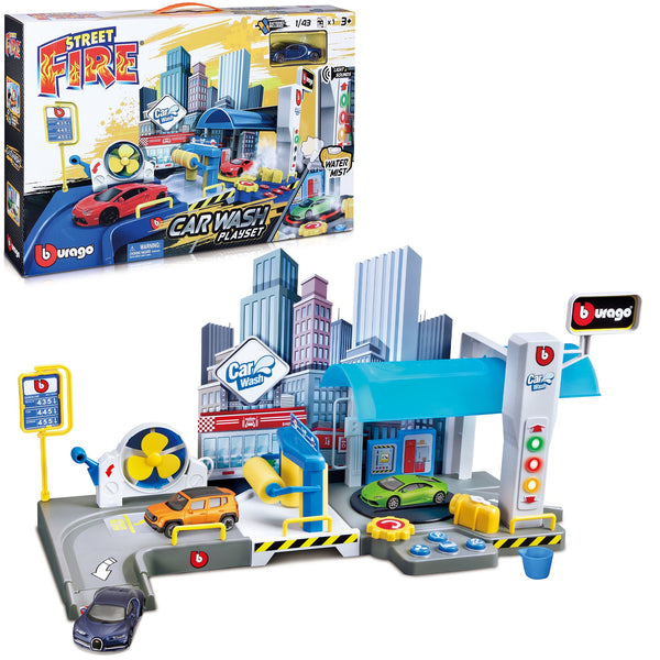 1:43 STREET FIRE CAR WASH PLAY GARAGE