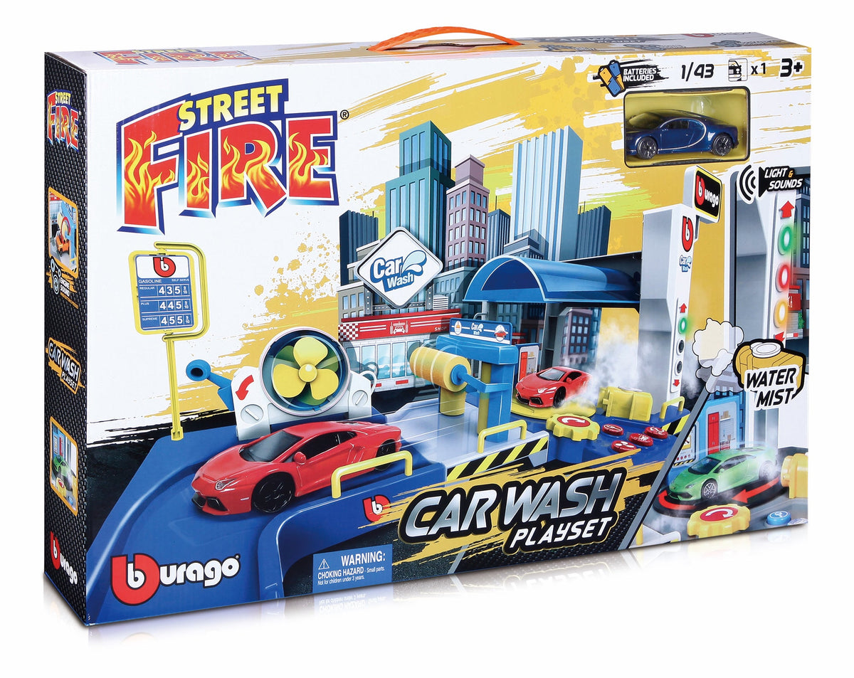 1:43 STREET FIRE CAR WASH PLAY GARAGE