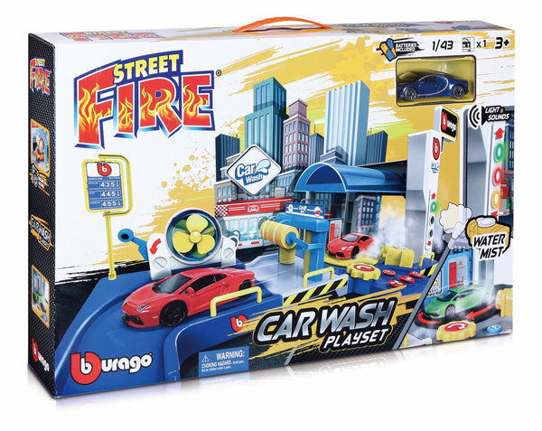 1:43 STREET FIRE CAR WASH PLAY GARAGE