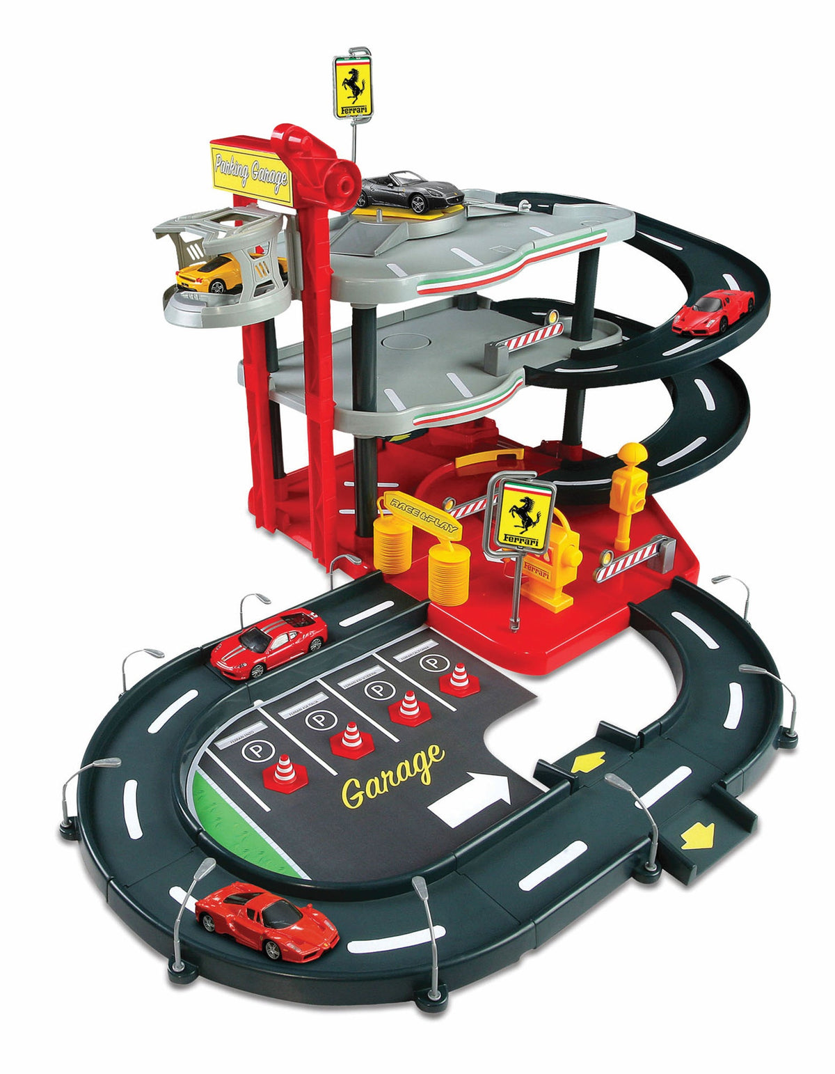 FERRARI 1:43 PARKING GARAGE, INCLUDING 2 CARS
