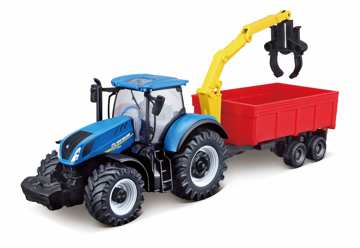 NEW HOLLAND T7315 TRACTOR 10 CM WITH LOADER AND TRAILER