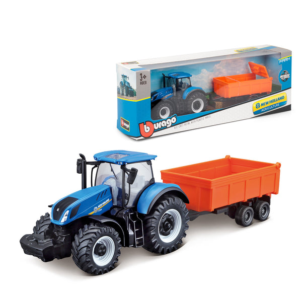 TRACTEUR NEW HOLLAND T7.315 DE 10 CM AVEC REMORQUE BASCULANTE
