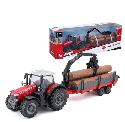 TRACTEUR MASSEY FERGUSSON 8740S DE 10 CM AVEC CHARGEUSE À GRUMES ET REMORQUE