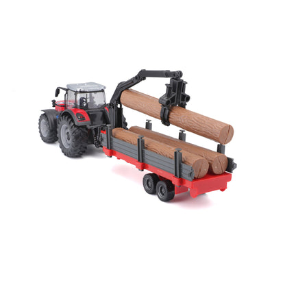TRACTEUR MASSEY FERGUSSON 8740S DE 10 CM AVEC CHARGEUSE À GRUMES ET REMORQUE