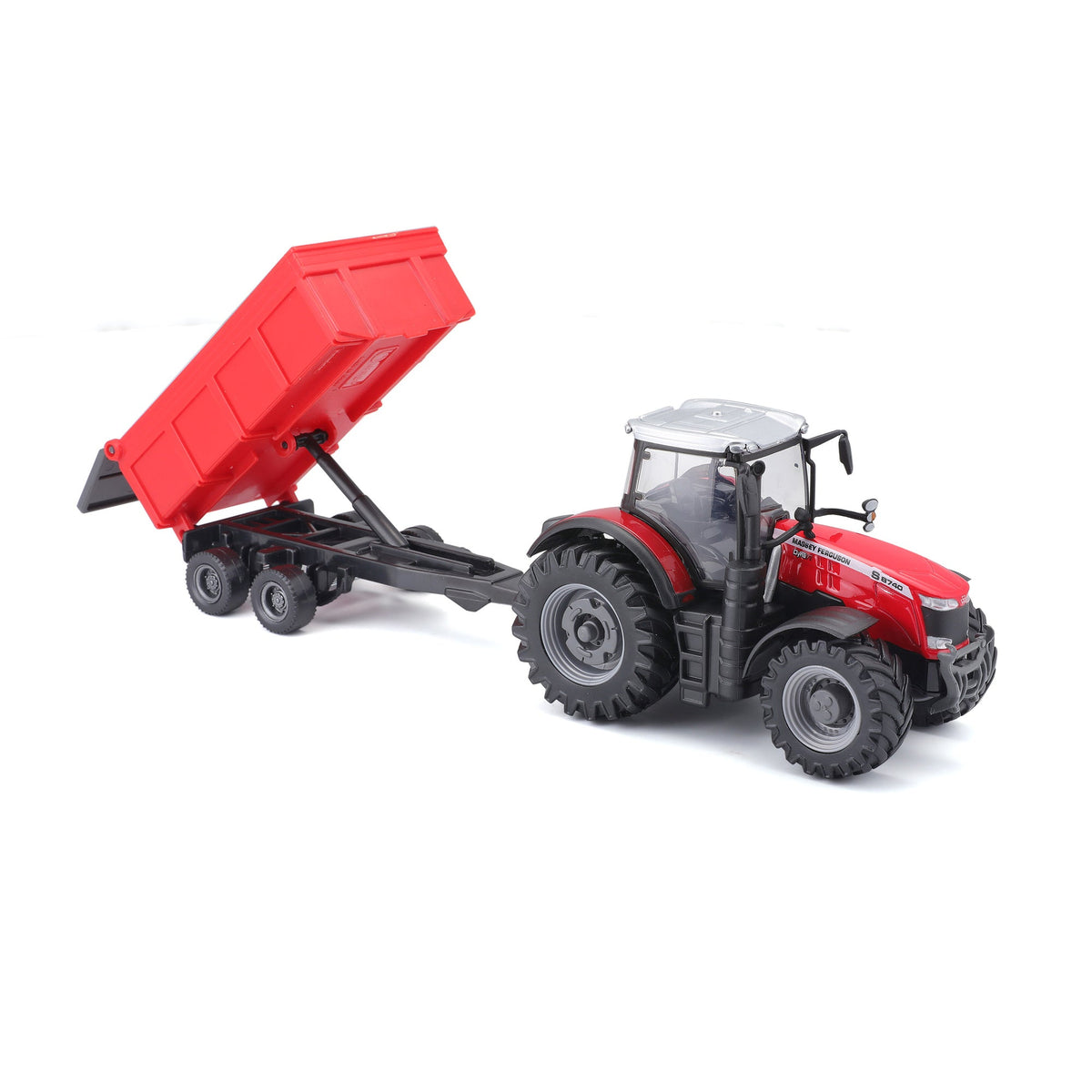10 CM MASSEY FERGUSON 8740S TRACTOR WITH TIPPING TRAILER