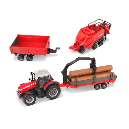 TRACTEUR MASSEY FERGUSSON 8740S DE 10 CM AVEC 3 REMORQUES