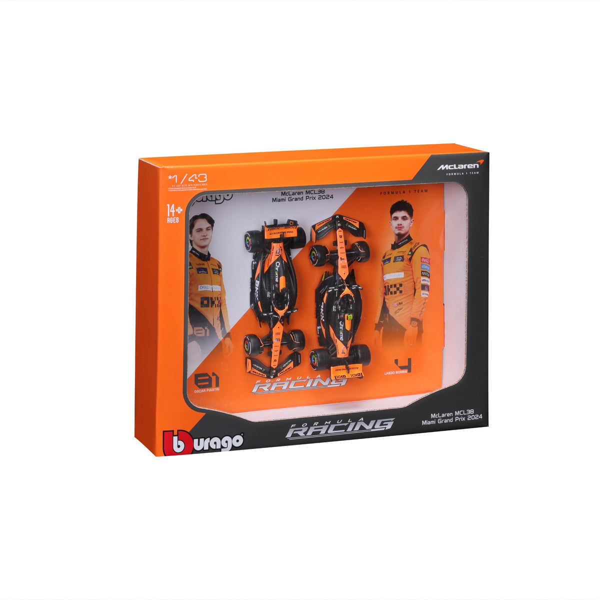 1:43 F1 MCLAREN MCL38 2024 TWO PACK NORRIS AND PIASTRI
