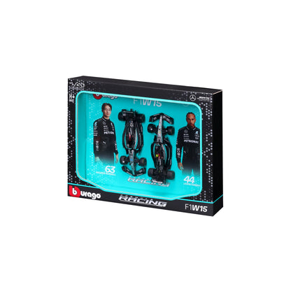 1:43 F1 MERCEDES AMG W15 2024 PACK DE DEUX HAMILTON ET RUSSELL