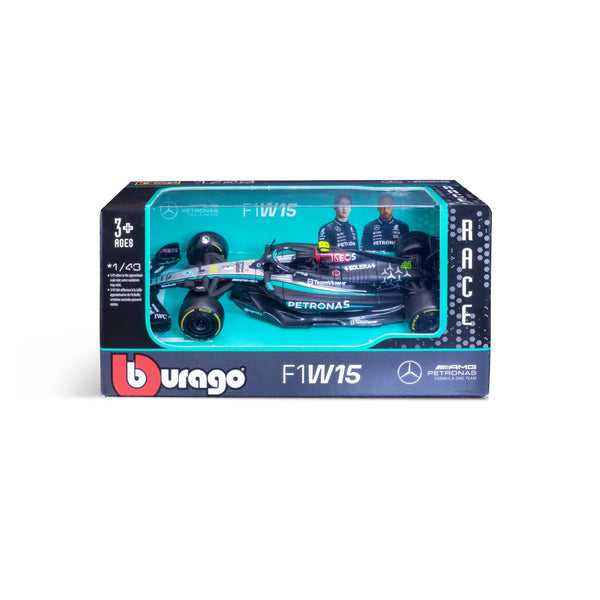 1:43 F1 MERCEDES AMG W15 2024 HAMILTON IN 12 PIECE DISPLAY