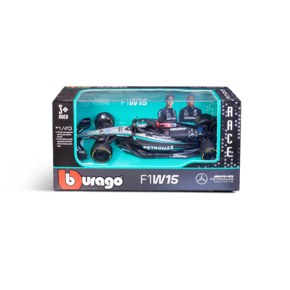1:43 F1 MERCEDES AMG W15 2024 RUSSELL IN A 12 PIECE DISPLAY