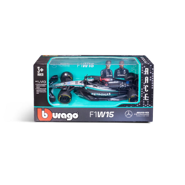 1:43 F1 MERCEDES AMG W15 2024 RUSSELL IN A 12 PIECE DISPLAY
