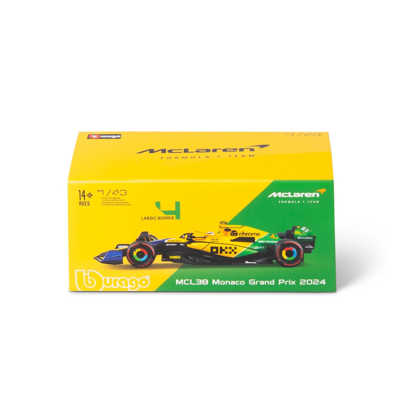 1:43 F1 MCLAREN MCL38 2024 WITH NORRIS SENNA LIVERY HELMET