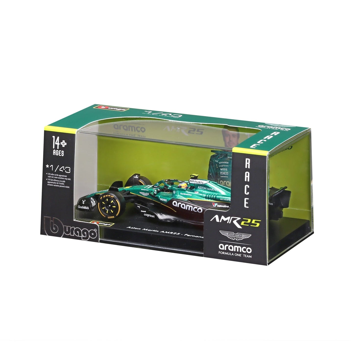 1:43 F1 ASTON MARTIN AMR25 2025 ALONSO WITH HELMET