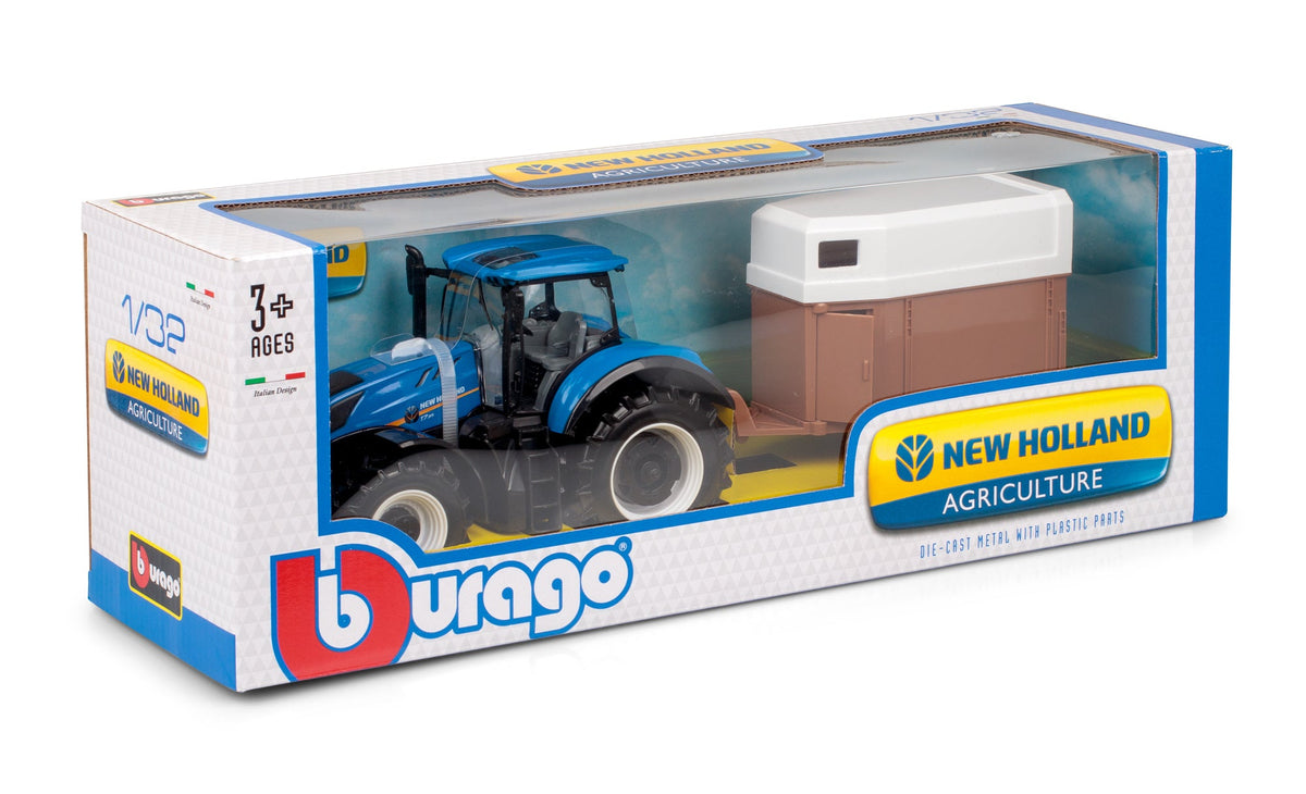 NEW HOLLAND T7.315 TRACTOR WITH HORSE TRAILER 1:32