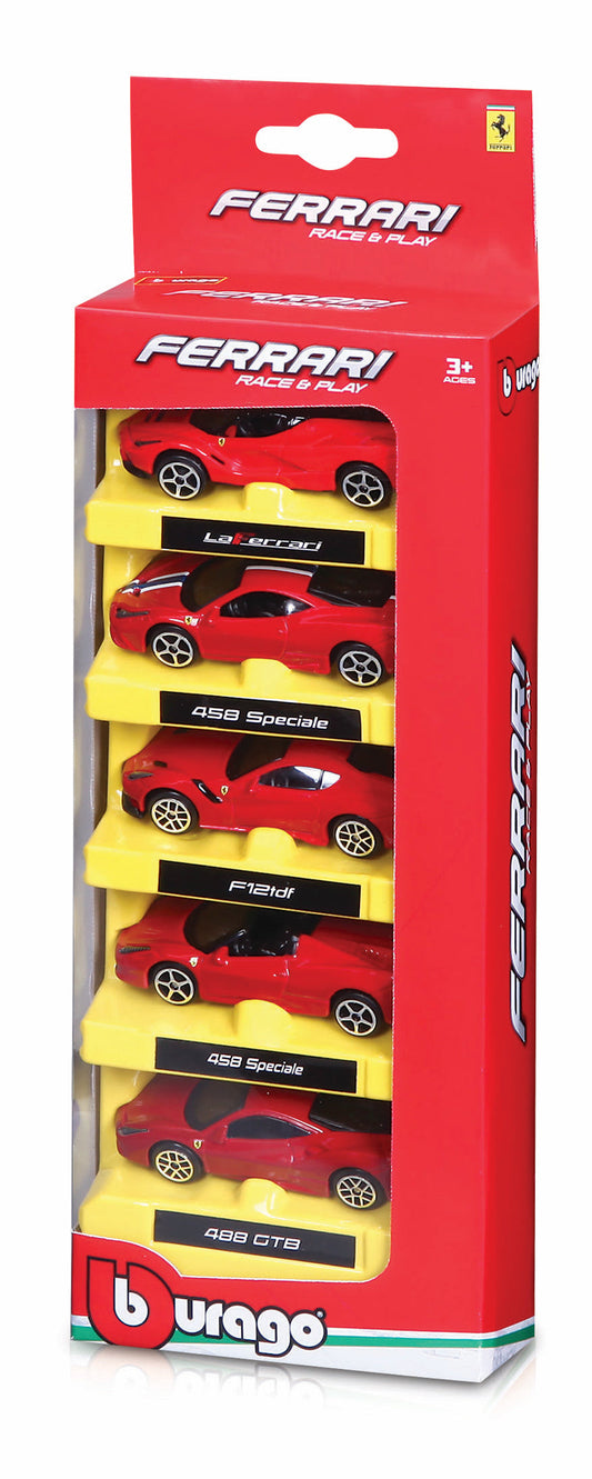 FERRARI RACE AND PLAY 1:64 5-PACK