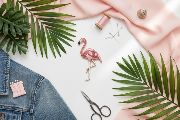 Iron-on flamingo patch