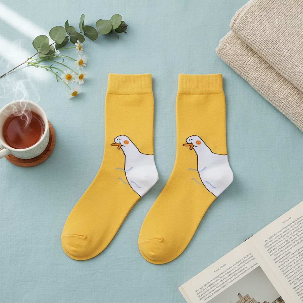 Yellow White Duck Socks