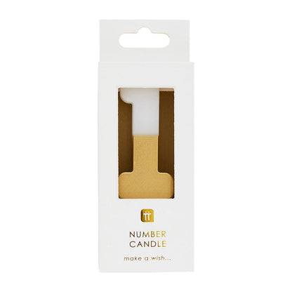 White & Gold Birthday Number Candle - 1