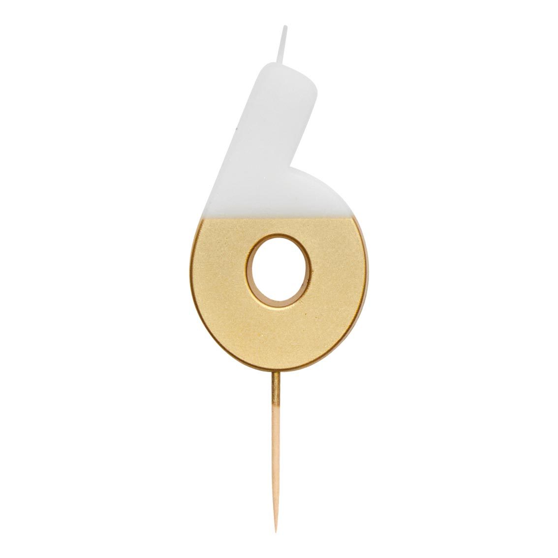 White & Gold Birthday Number Candle - 6