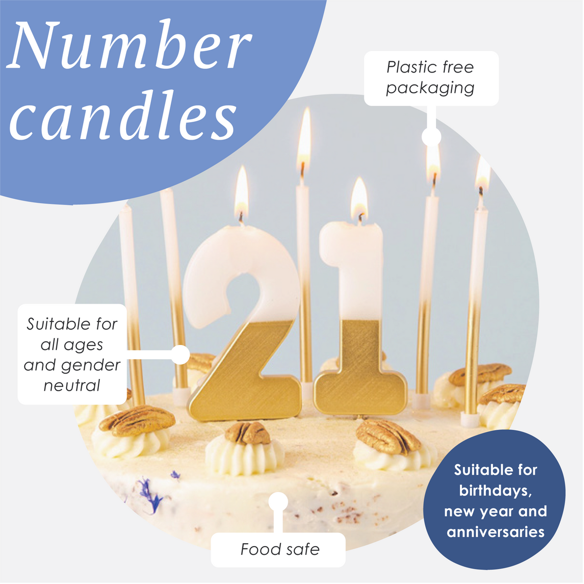 White & Gold Birthday Number Candle - 1