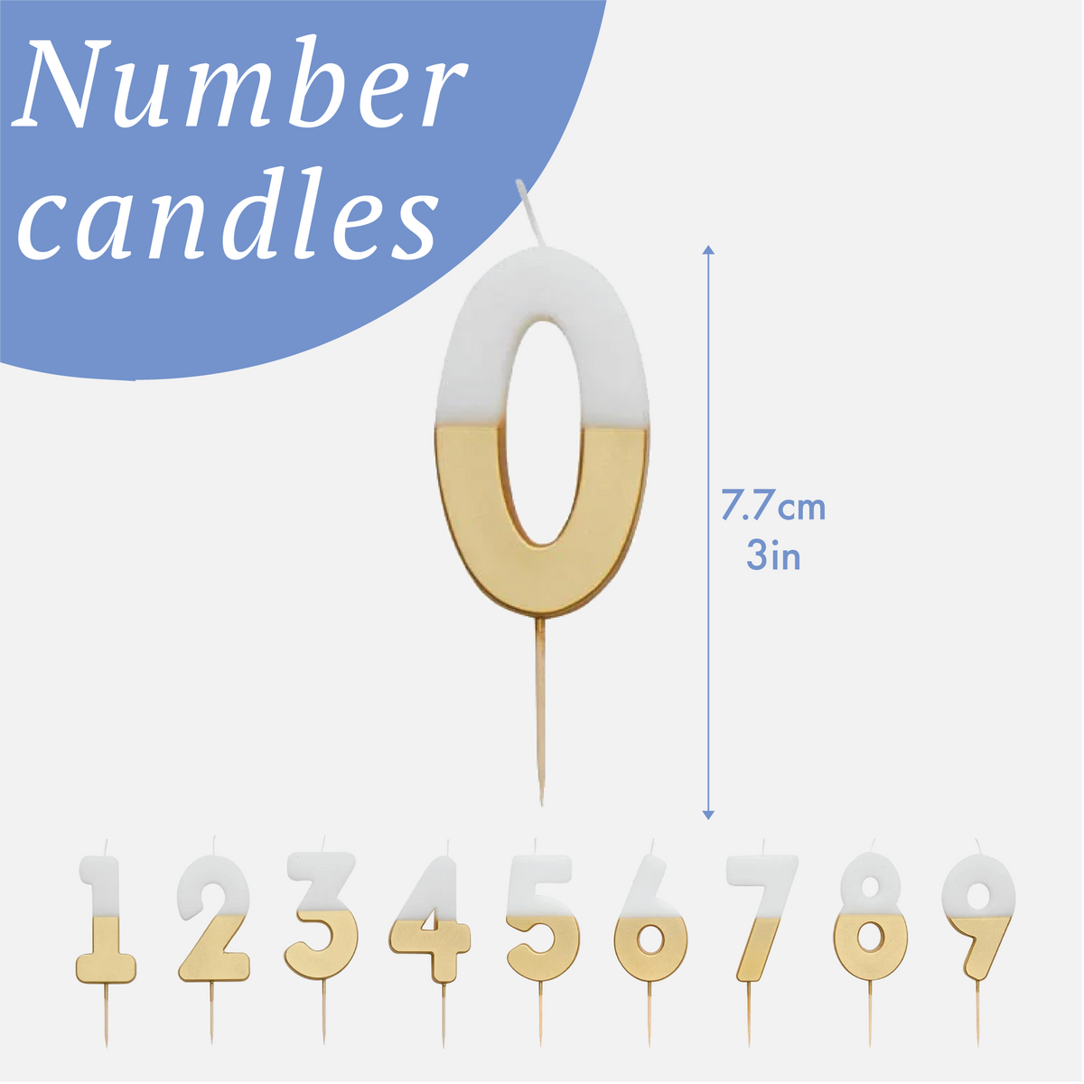 White & Gold Birthday Number Candle - 0