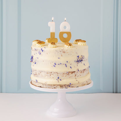 White & Gold Birthday Number Candle - 8
