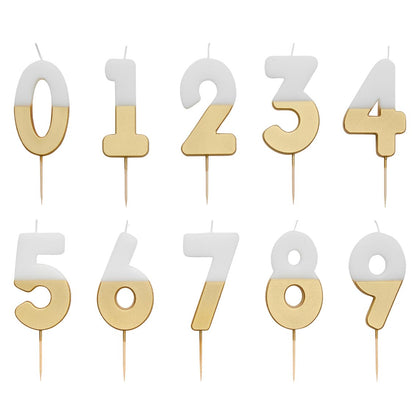 White & Gold Birthday Number Candle - 0
