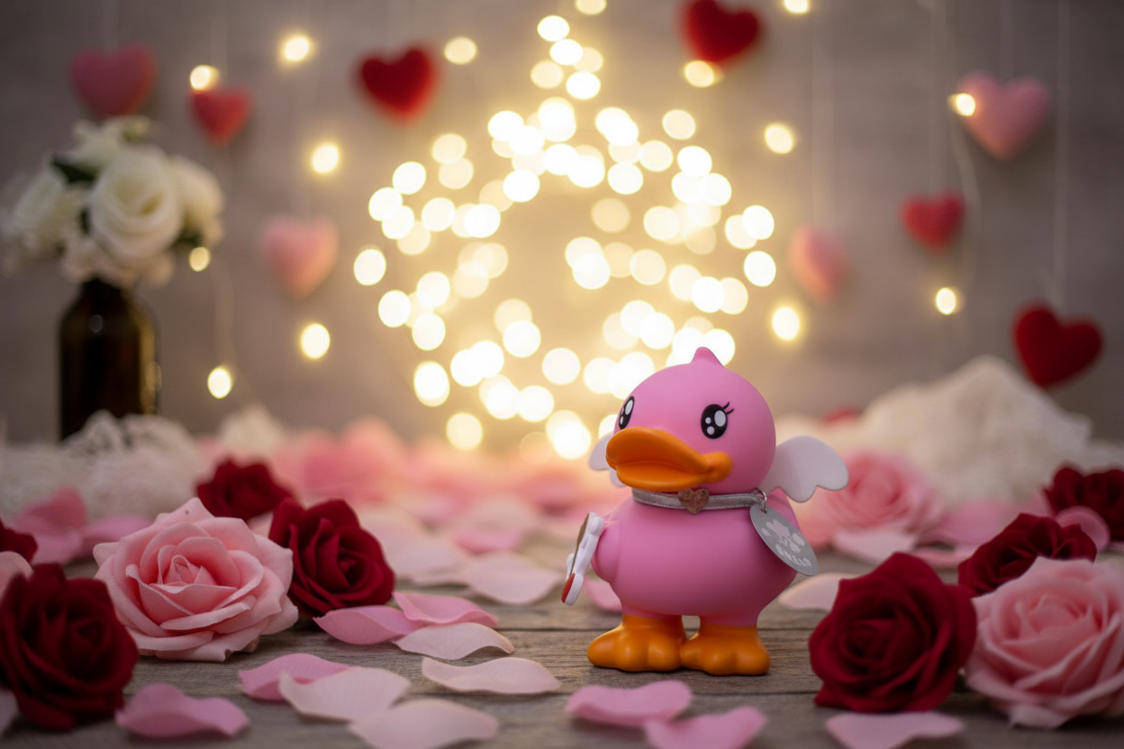 Cupid pink duck piggy bank